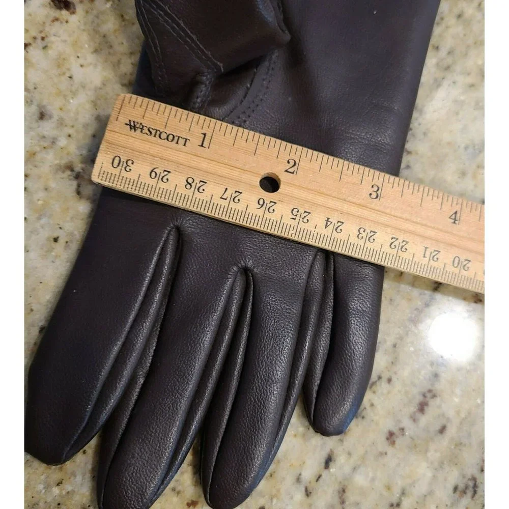 Vintage Fownes Vinyl Acrylic Lined Brown Driving Gloves Women's M/L Stitching